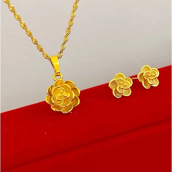 New- 24K Dubai Gold Plated Jewelry Set, Wedding Gold Jewelry Set for Women, Gift - Picture 1 of 4